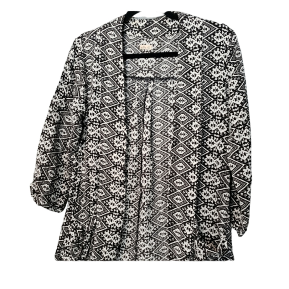 2/$20 Hollister black white kimono style loose open cardigan sz XS 3/4 sleeve